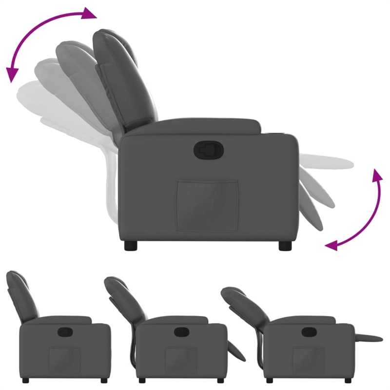 vidaXL Faux Leather Recliner Chair in Gray