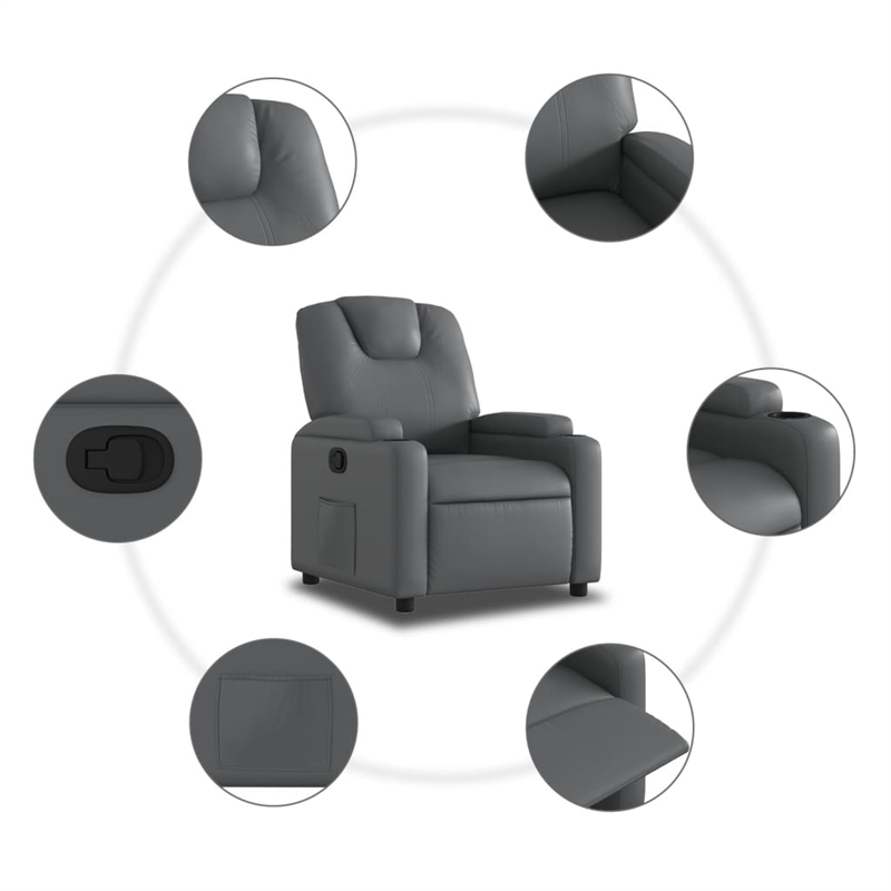 vidaXL Faux Leather Recliner Chair in Gray