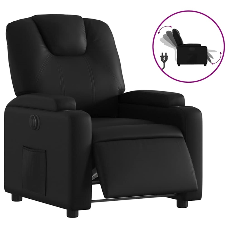 vidaXL Faux Leather Electric Recliner Chair in Black