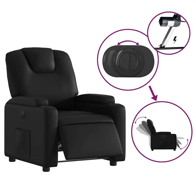 vidaXL Faux Leather Electric Recliner Chair in Black
