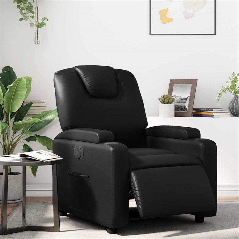 vidaXL Faux Leather Electric Recliner Chair in Black