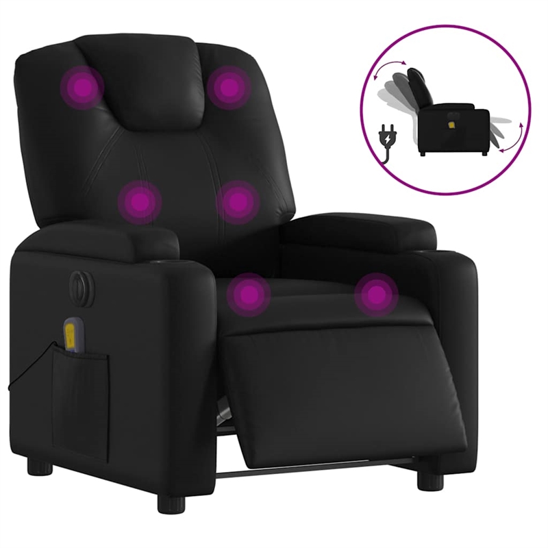 vidaXL Faux Leather Electric Massage Recliner Chair in Black
