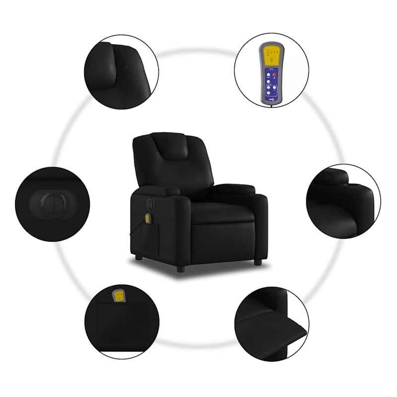 vidaXL Faux Leather Electric Massage Recliner Chair in Black