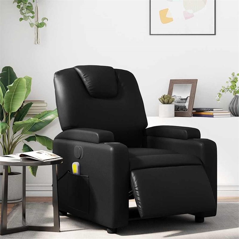 vidaXL Faux Leather Electric Massage Recliner Chair in Black