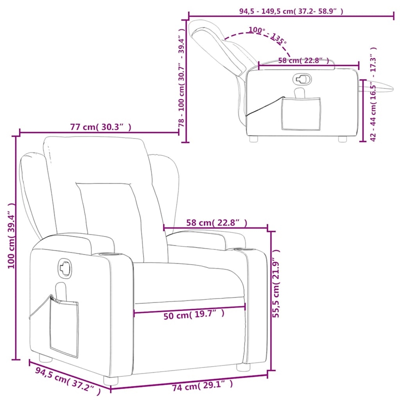 vidaXL Fabric Massage Recliner Chair in Black