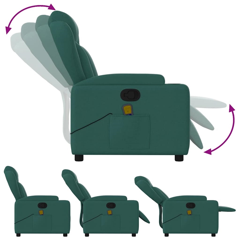 vidaXL Massage Recliner Chair Dark Polyester in Green