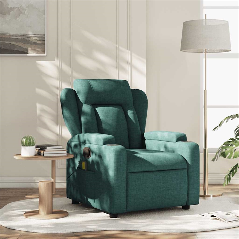 vidaXL Massage Recliner Chair Dark Polyester in Green