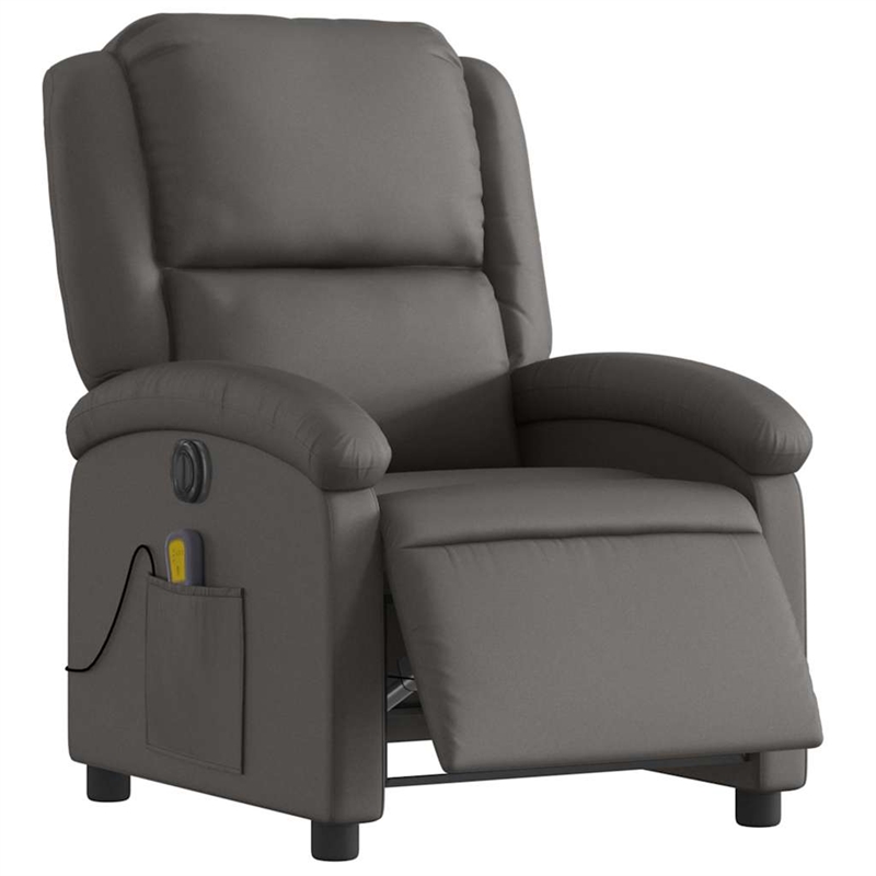 vidaXL Leather Electric Recliner Chair Real in Gray