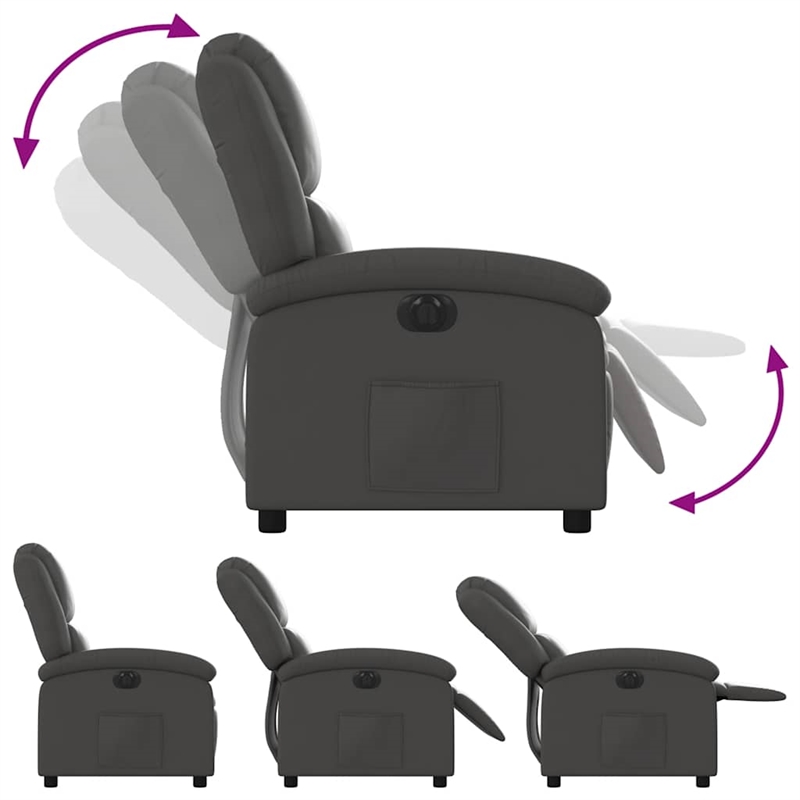 vidaXL Leather Electric Recliner Chair Real in Gray