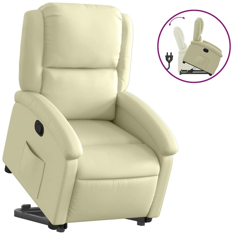 vidaXL Medium Leather Recliner Chair in Cream