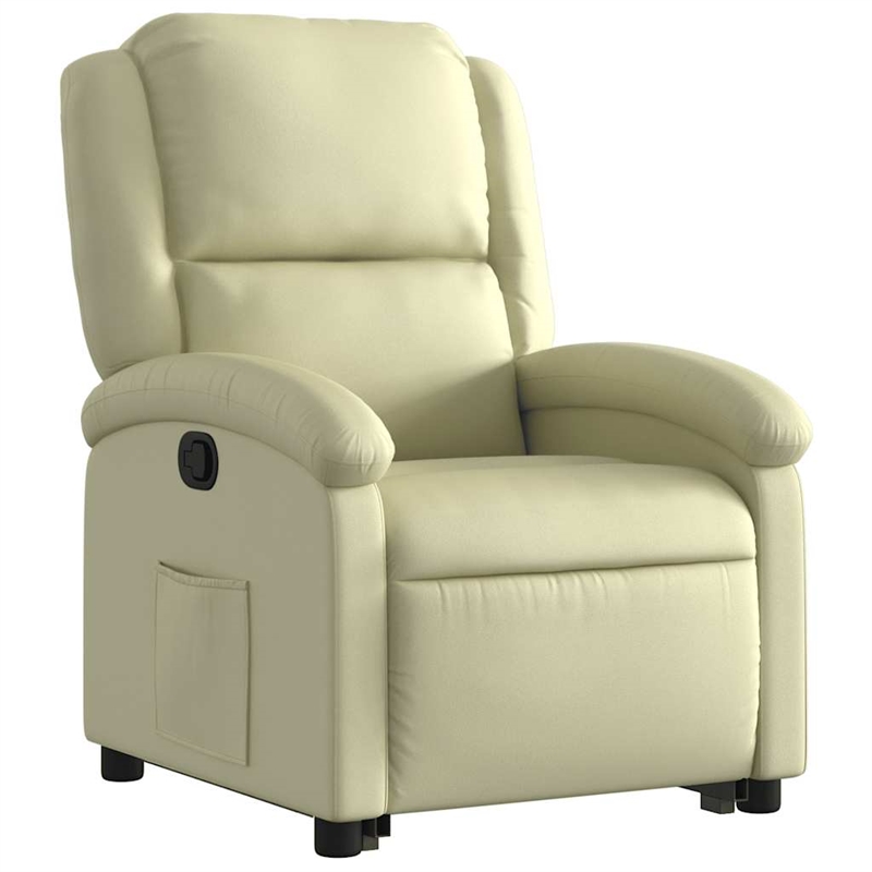 vidaXL Medium Leather Recliner Chair in Cream