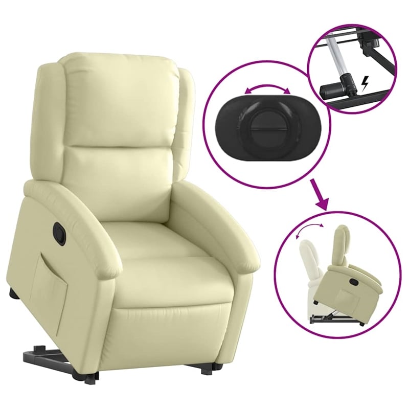 vidaXL Medium Leather Recliner Chair in Cream