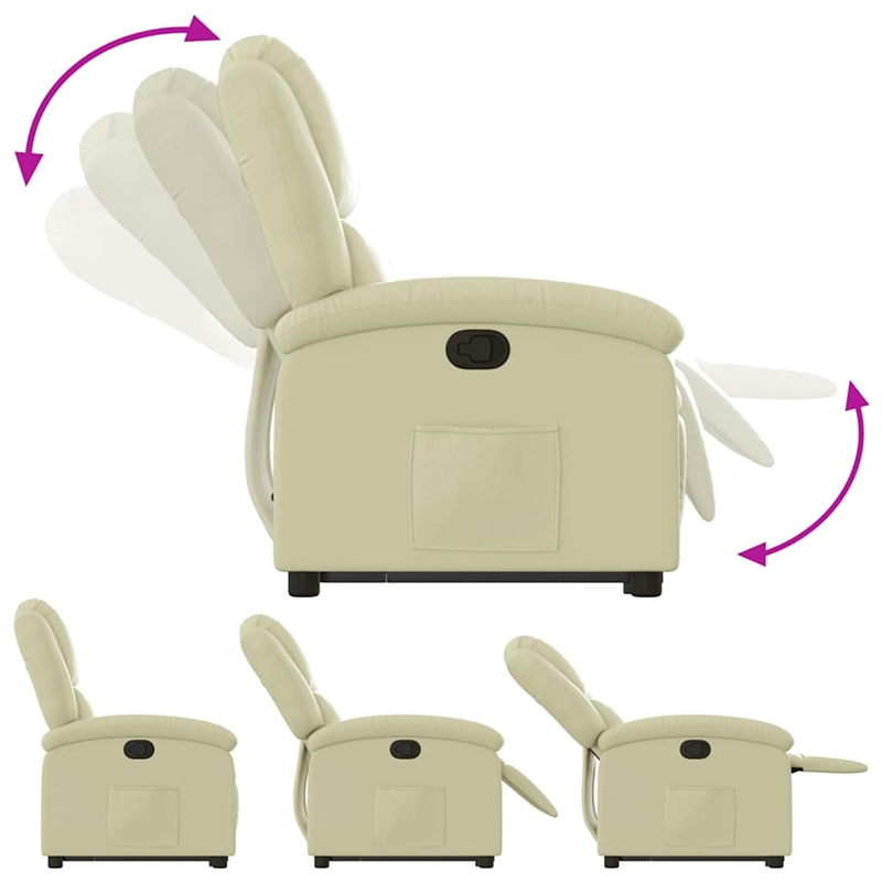 vidaXL Medium Leather Recliner Chair in Cream