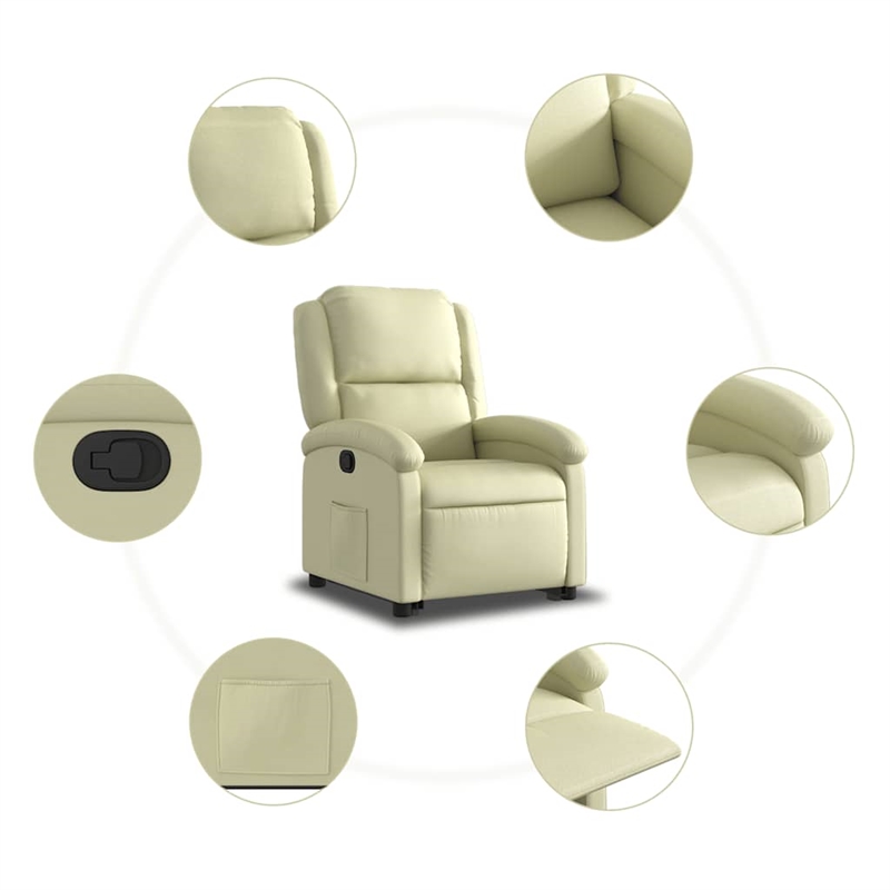 vidaXL Medium Leather Recliner Chair in Cream