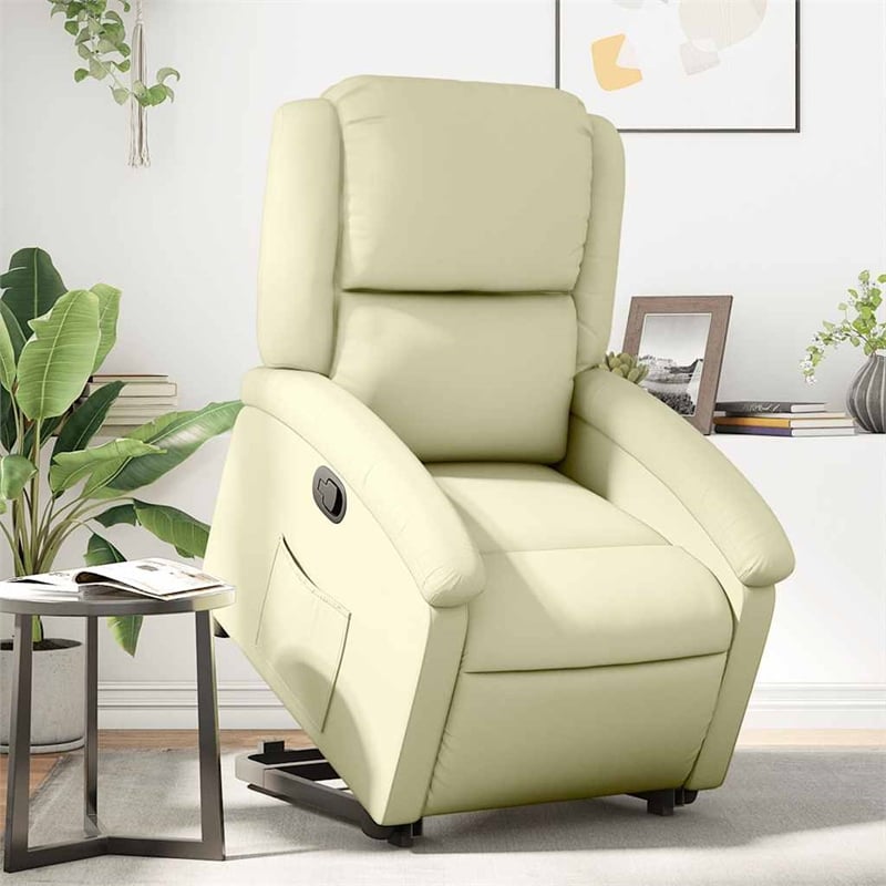 vidaXL Medium Leather Recliner Chair in Cream