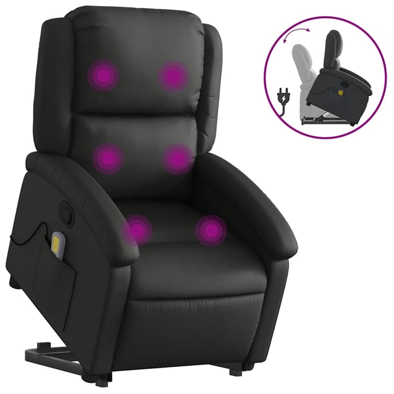 vidaXL Leather Massage Recliner Chair in Black