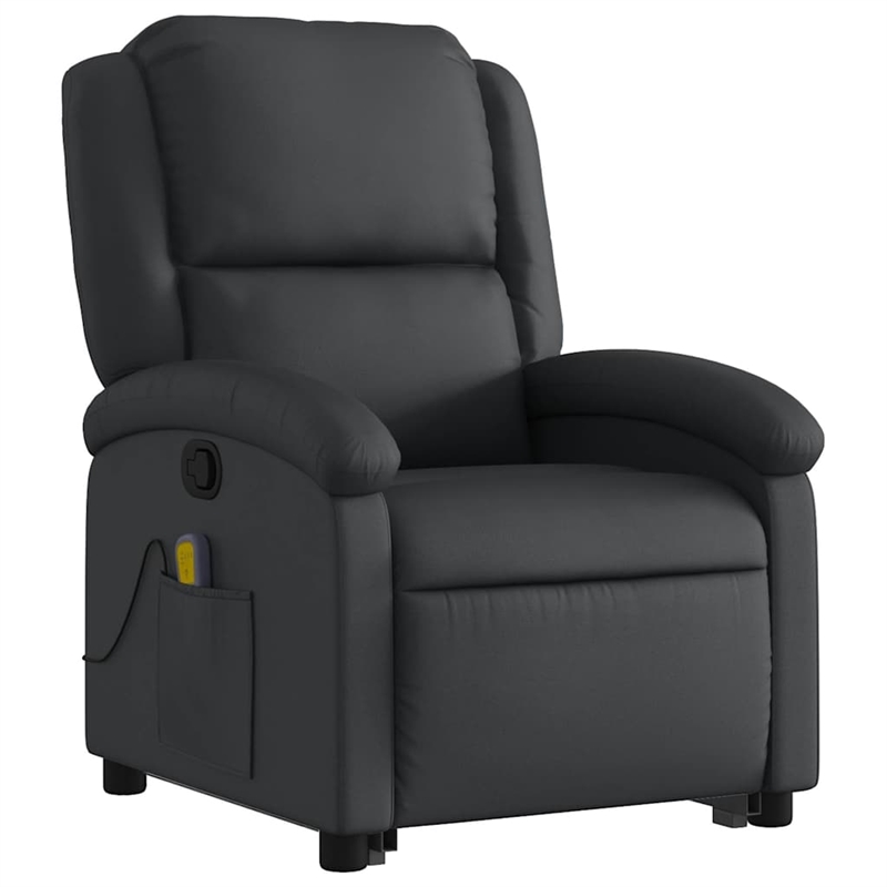 vidaXL Leather Massage Recliner Chair in Black