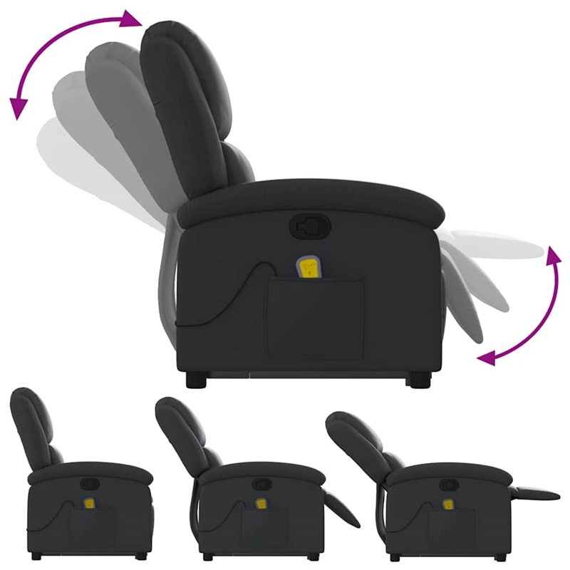 vidaXL Leather Massage Recliner Chair in Black