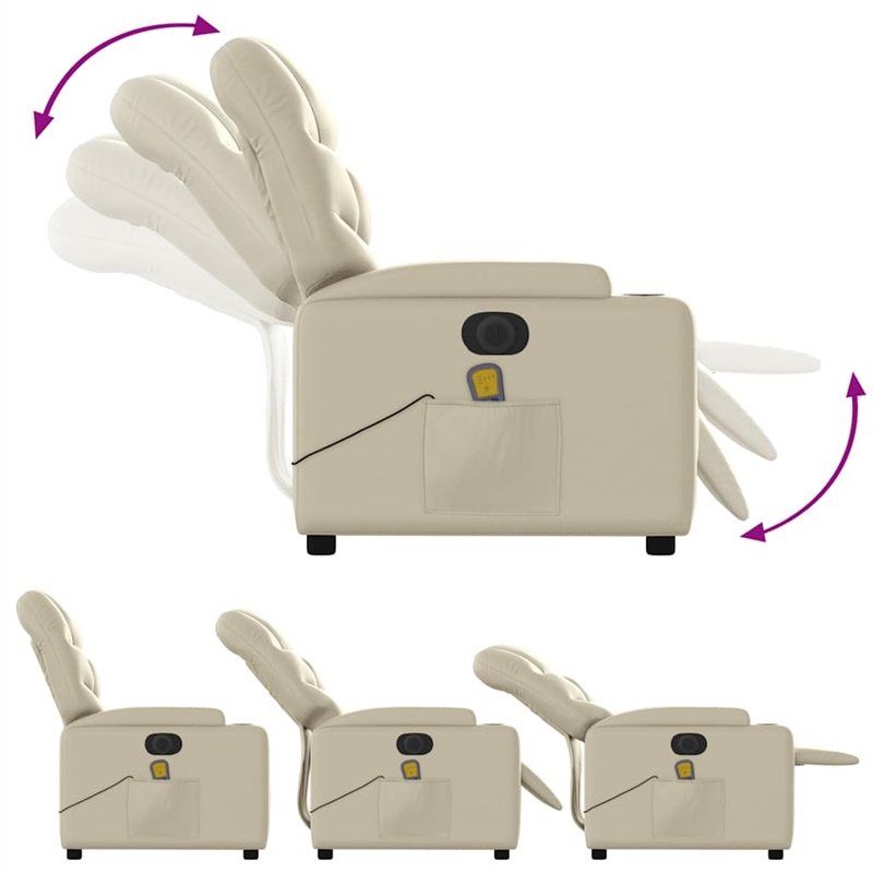 vidaXL Electric Massage Recliner Chair in Cream