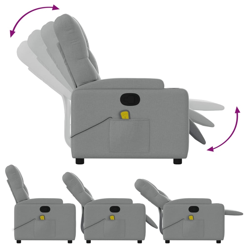 vidaXL Massage Recliner Chair in Light Grey