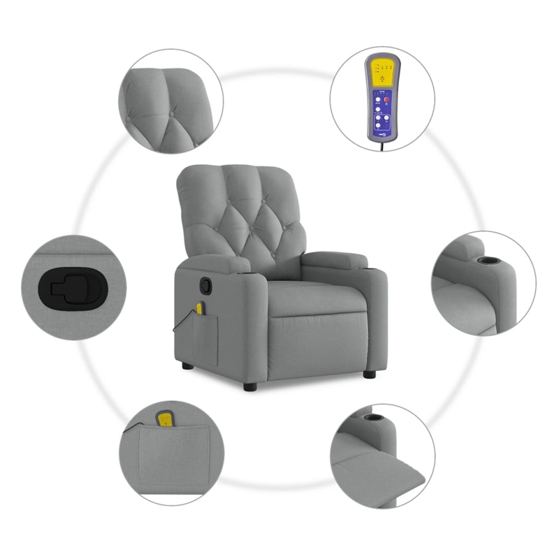 vidaXL Massage Recliner Chair in Light Grey