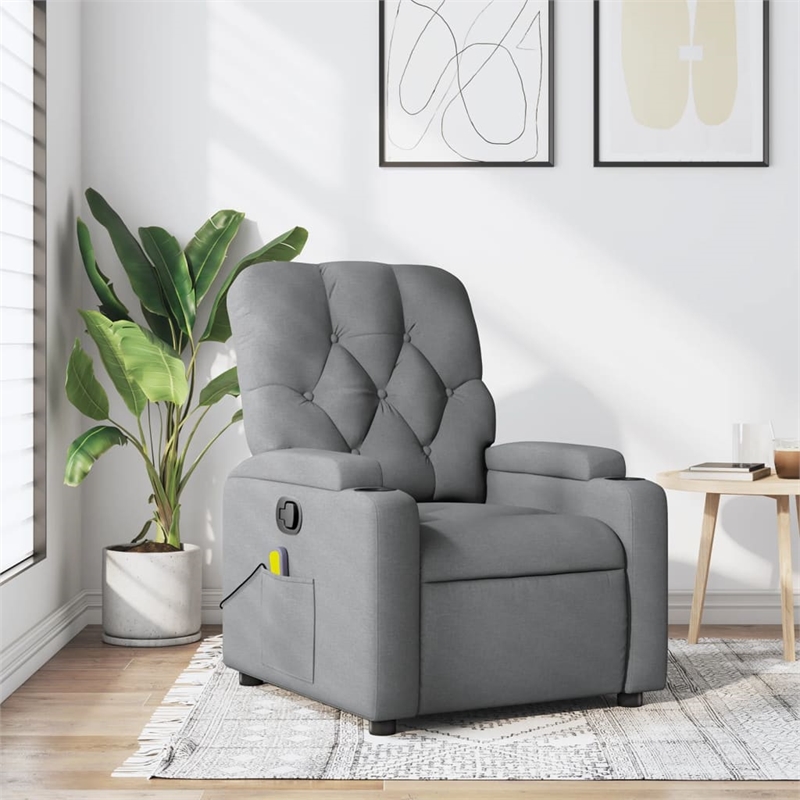 vidaXL Massage Recliner Chair in Light Grey