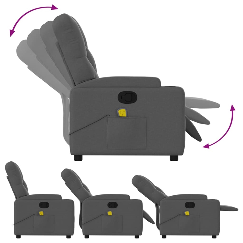 vidaXL Massage Recliner Chair in Dark Grey