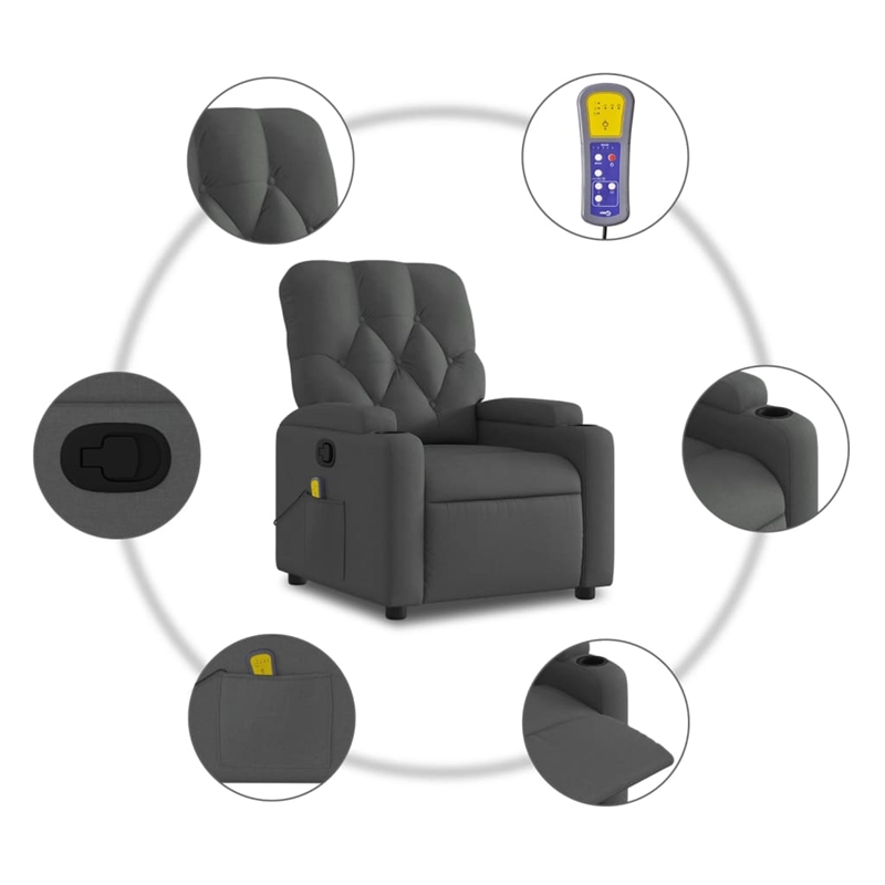 vidaXL Massage Recliner Chair in Dark Grey