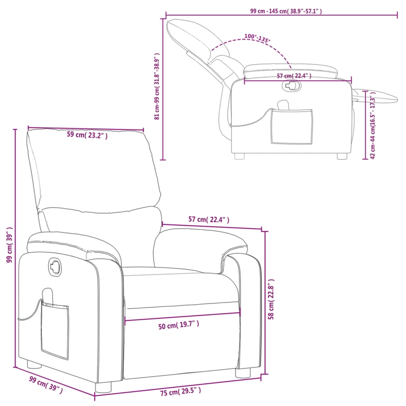 vidaXL Massage Recliner Chair Sofa in Black