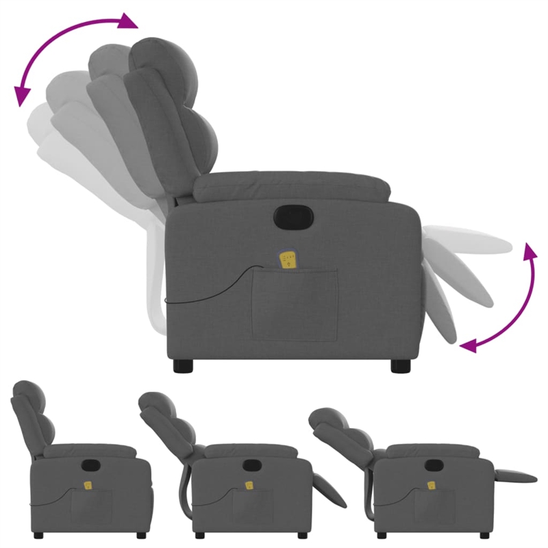 vidaXL Massage Recliner Chair in Dark Grey