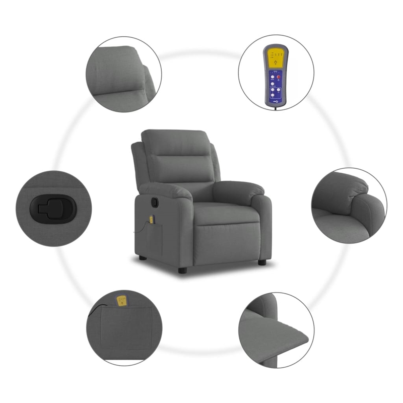 vidaXL Massage Recliner Chair in Dark Grey