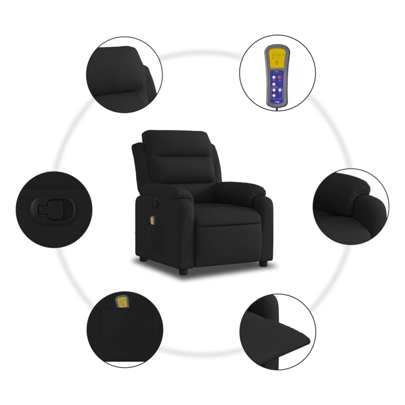 vidaXL Massage Recliner Chair in Black
