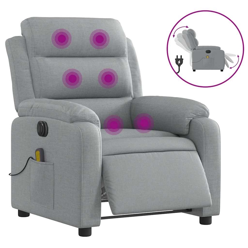 vidaXL Electric Massage Recliner Chair in Light Grey