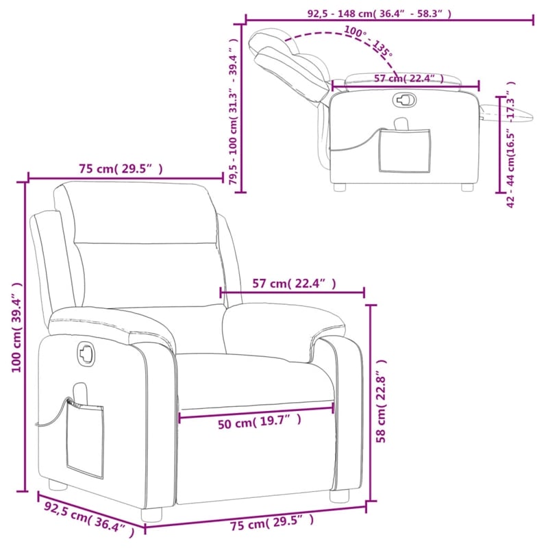 vidaXL Faux Leather Massage Recliner Chair in Black