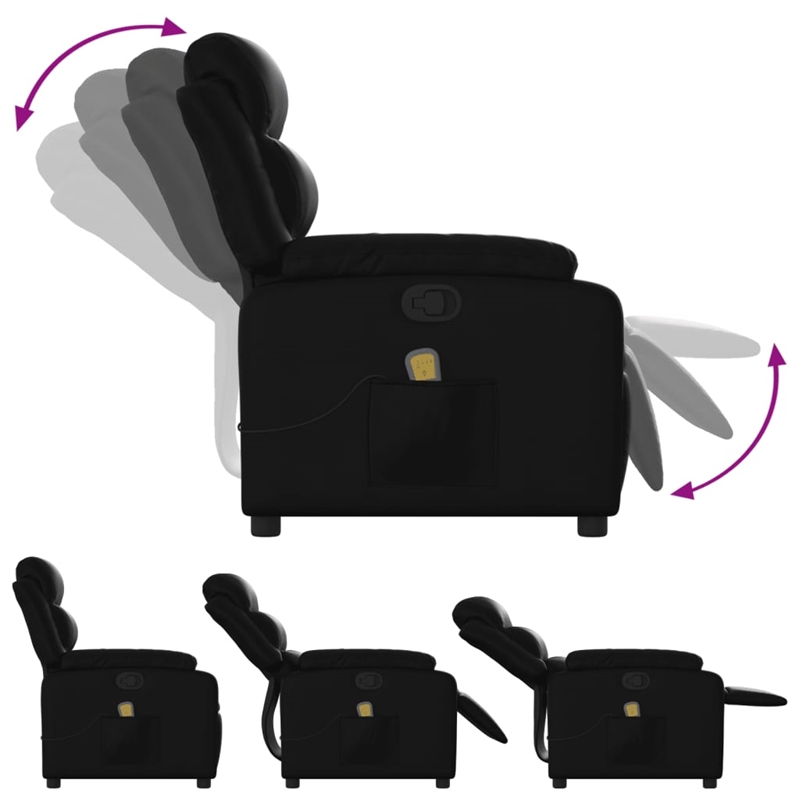vidaXL Faux Leather Massage Recliner Chair in Black