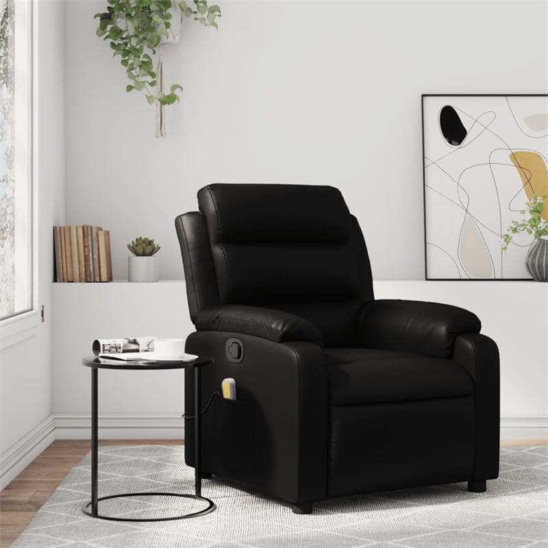 vidaXL Faux Leather Massage Recliner Chair in Black