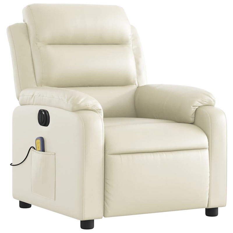 vidaXL Faux Leather Electric Massage Recliner Chair in Cream