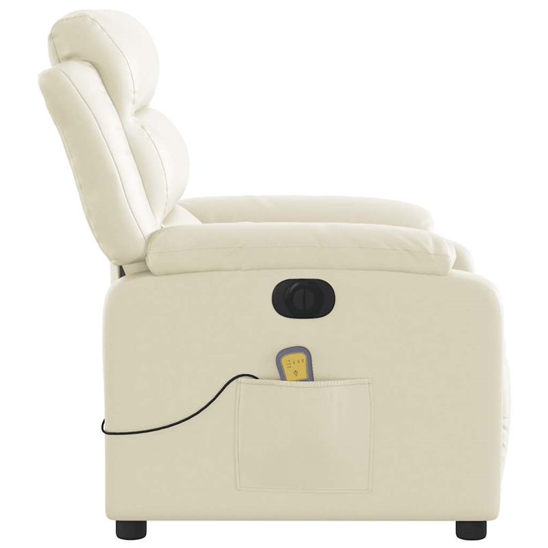 vidaXL Faux Leather Electric Massage Recliner Chair in Cream