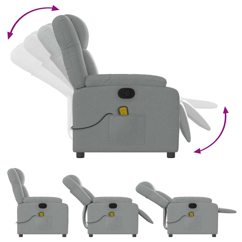 vidaXL Massage Recliner Chair in Light Gray