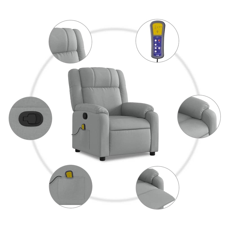 vidaXL Massage Recliner Chair in Light Gray