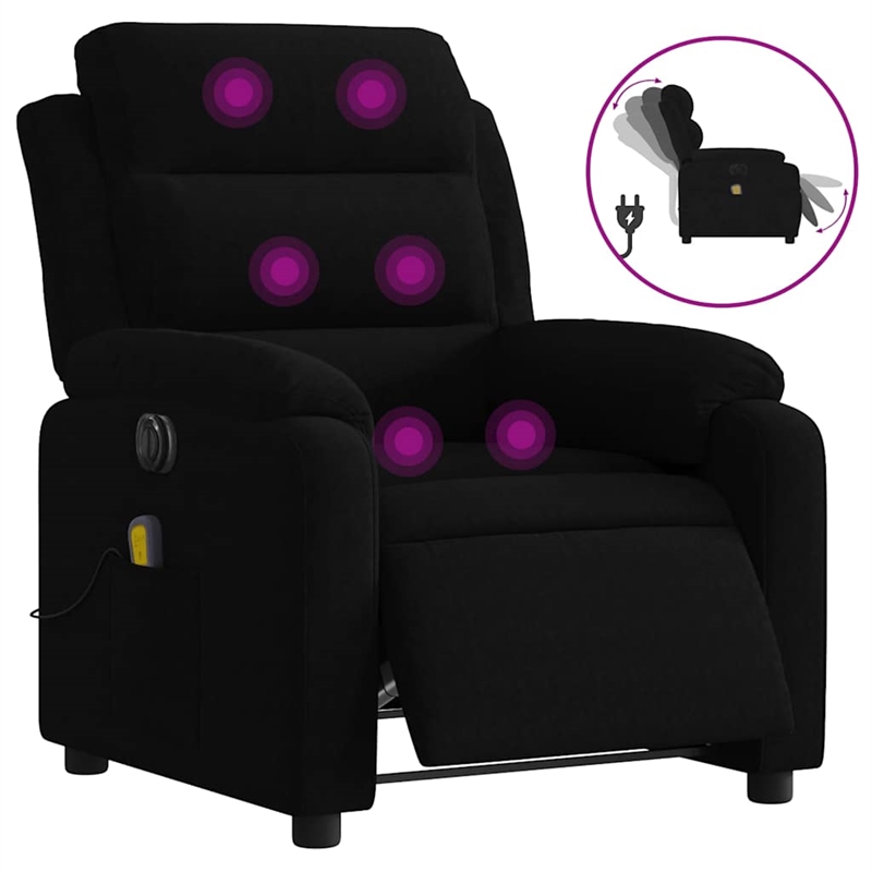 vidaXL Velvet Electric Massage Recliner Chair in Black