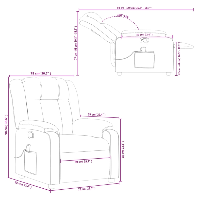 vidaXL Massage Recliner Chair in Dark Green