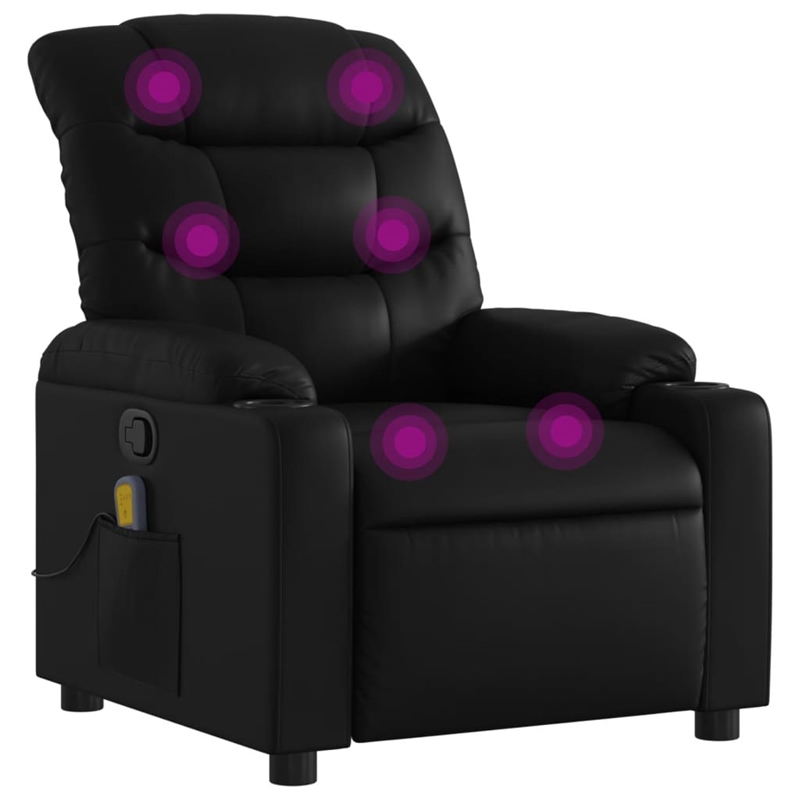 vidaXL Faux Leather Massage Recliner Chair in Black