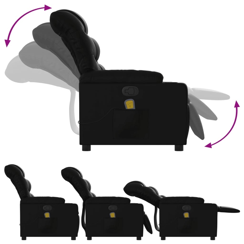 vidaXL Faux Leather Massage Recliner Chair in Black