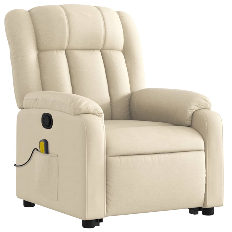 vidaXL Fabric Stand up Massage Recliner Chair in Cream