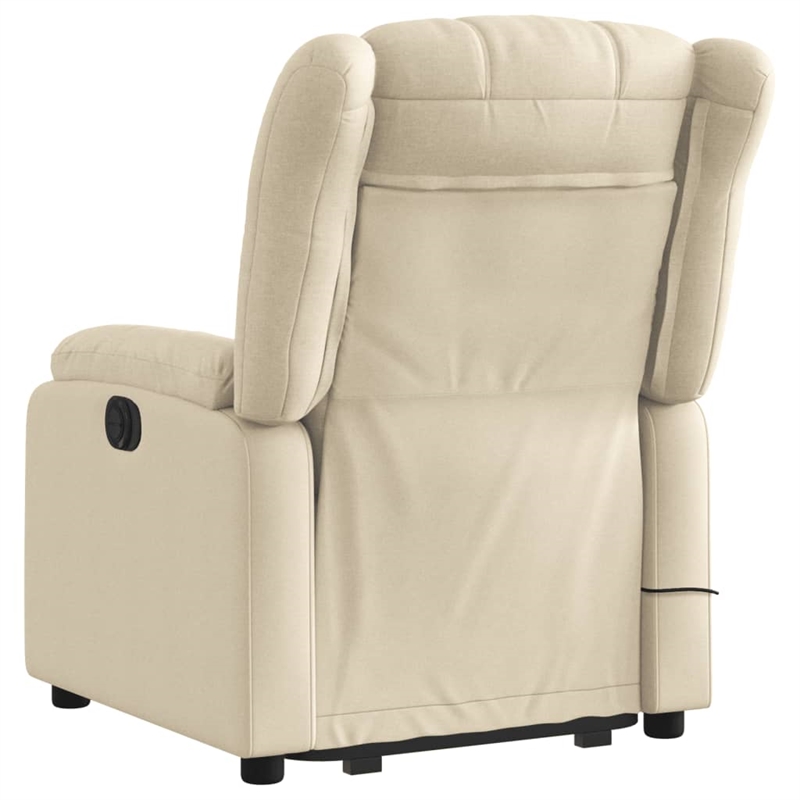 vidaXL Fabric Stand up Massage Recliner Chair in Cream