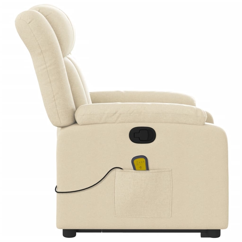 vidaXL Fabric Stand up Massage Recliner Chair in Cream