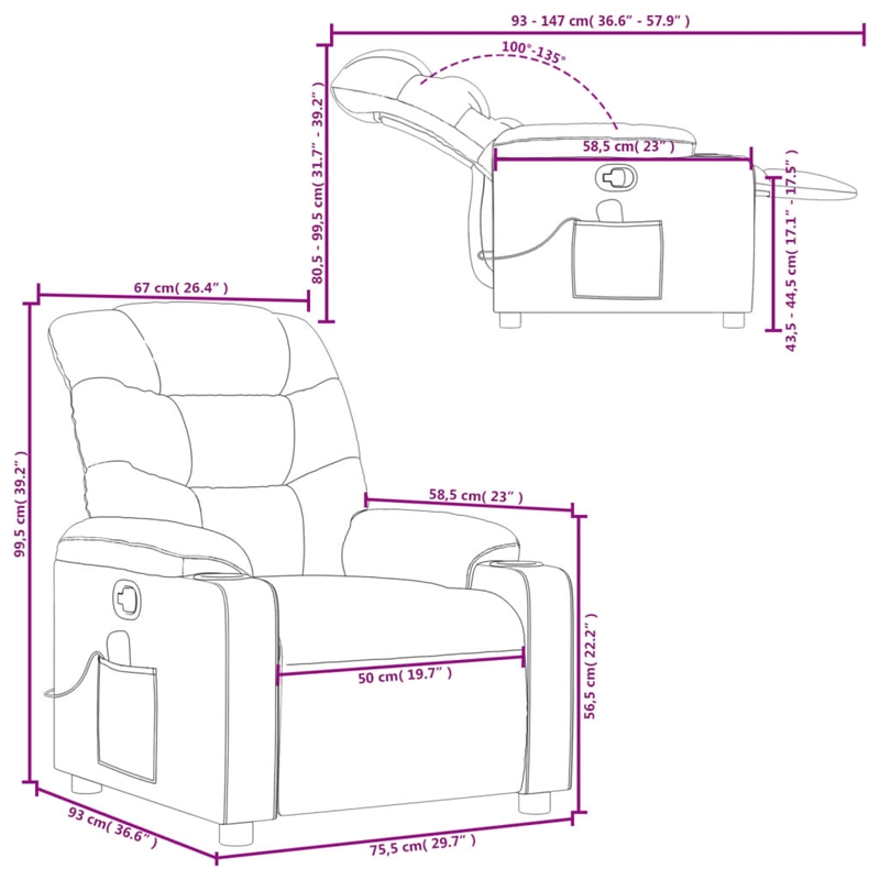 vidaXL Massage Recliner Chair in Dark Grey