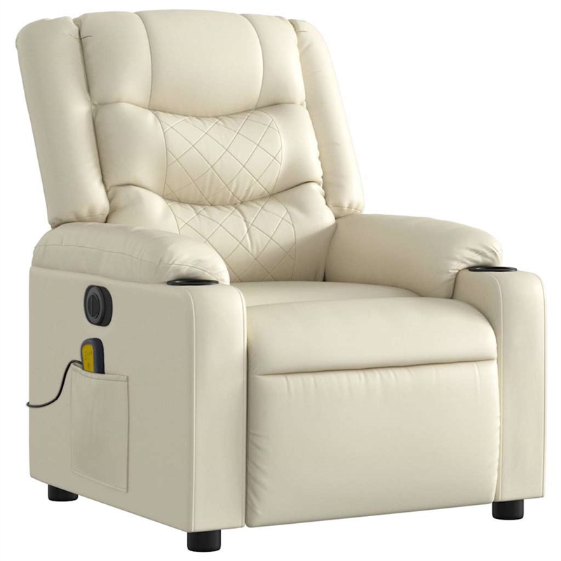 vidaXL Faux Leather Electric Massage Recliner Chair in Cream