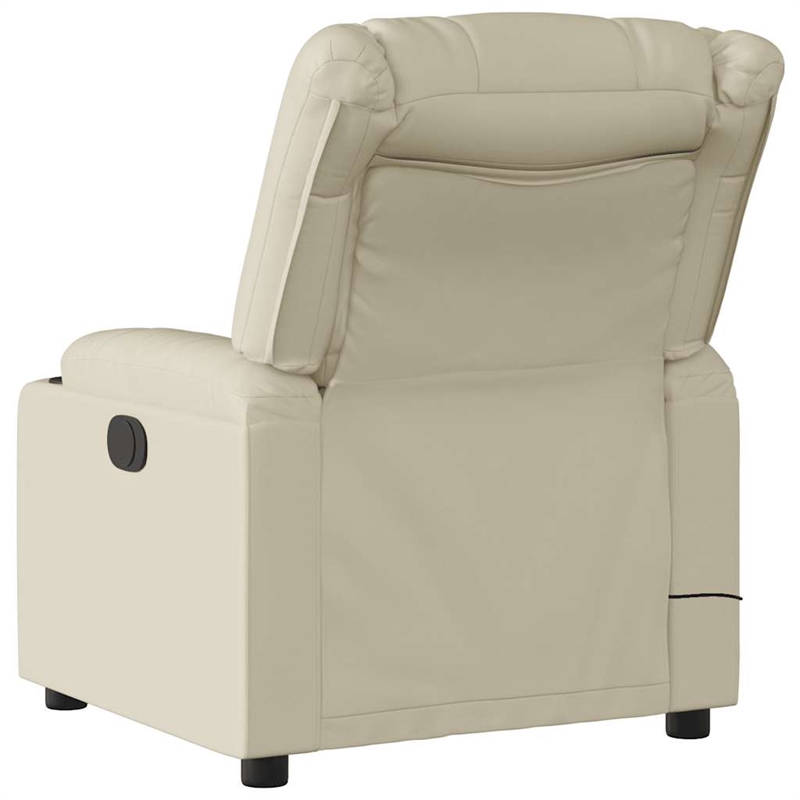 vidaXL Faux Leather Electric Massage Recliner Chair in Cream